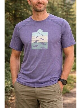 REI Co-op Men's XL Sahara Technical T-Shirt - Purple Heather Desert Graphic